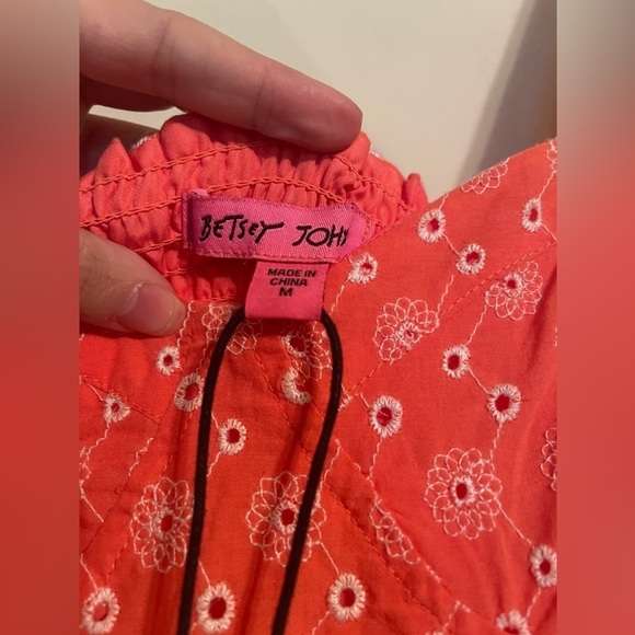 NWT Betsey Johnson Cap Sleeve Eyelet Knit Cotton Dress Duberry Medium - Picture 4 of 7